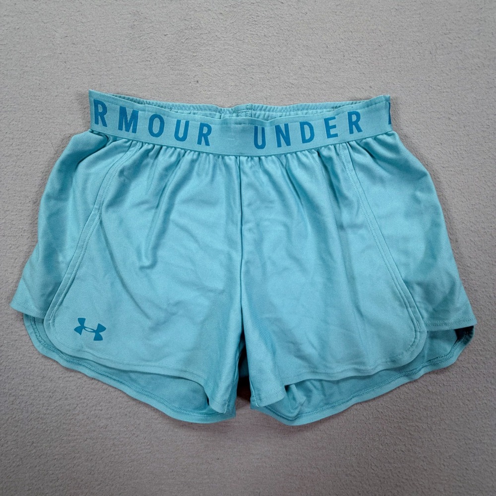 Under Armour Womens Running Shorts Loose Fit Teal HeatGear Logo XS